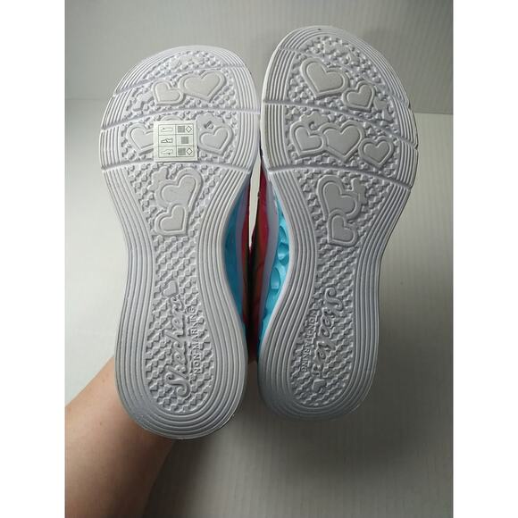 Skechers Heart&Lights Groovy Swirl Girls 3 New Hot Pink Lavender Sneakers Strap - Picture 11 of 12